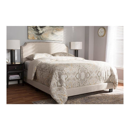 Odette Modern and Contemporary Light Beige Fabric Upholstered Full Size Bed
