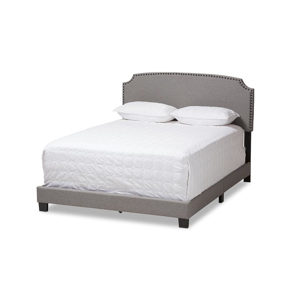Odette Modern and Contemporary Light Grey Fabric Upholstered Full Size Bed