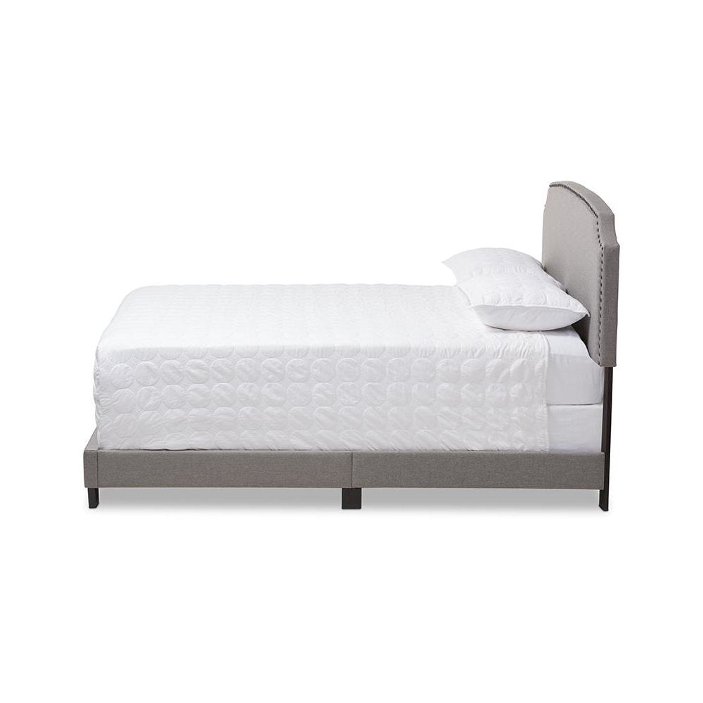 Odette Modern and Contemporary Light Grey Fabric Upholstered Full Size Bed