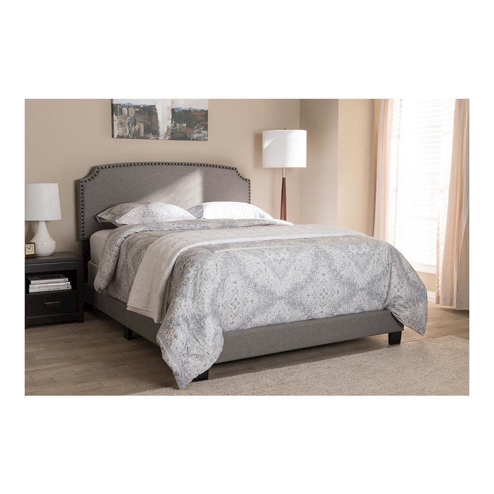Odette Modern and Contemporary Light Grey Fabric Upholstered Full Size Bed