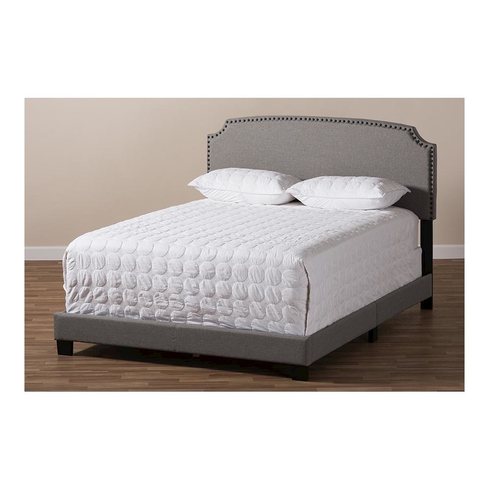 Odette Modern and Contemporary Light Grey Fabric Upholstered Full Size Bed