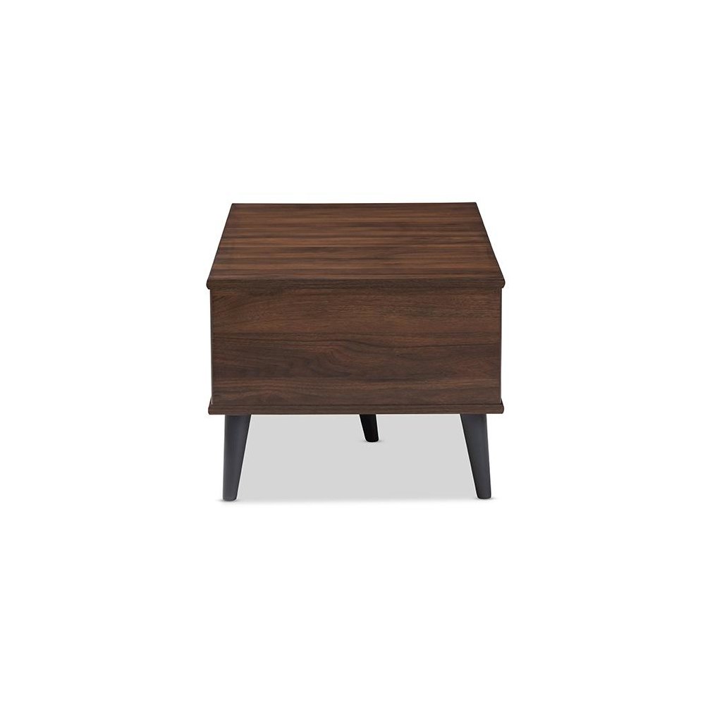 Pierre Mid-Century Modern Brown and Dark Grey Finished Wood Coffee Table