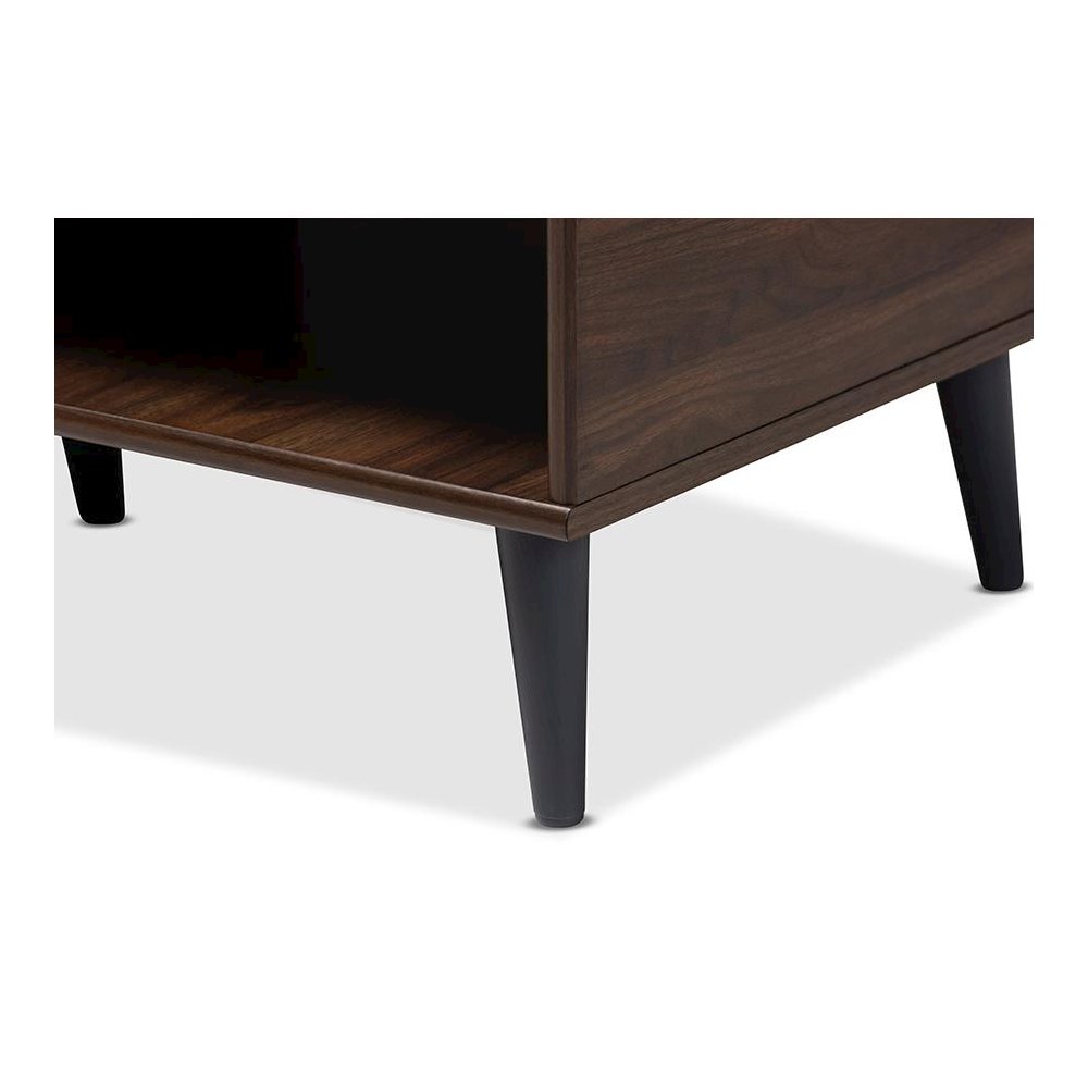 Pierre Mid-Century Modern Brown and Dark Grey Finished Wood Coffee Table