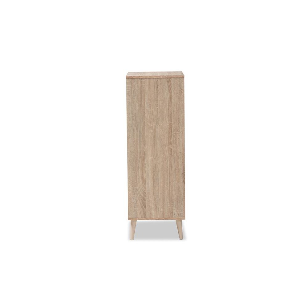Baxton Studio Lisen Mid-Century Modern Light Oak and Grey 5-Drawer Chest