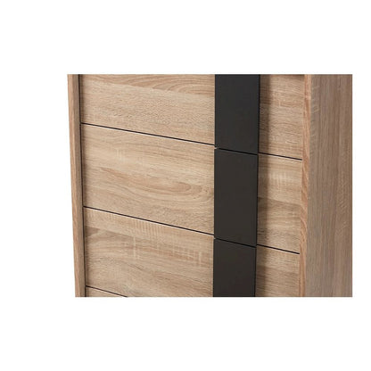 Baxton Studio Lisen Mid-Century Modern Light Oak and Grey 5-Drawer Chest