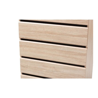 Baxton Studio Miren Mid-Century Modern Light Oak and Dark Grey 5-Drawer Chest