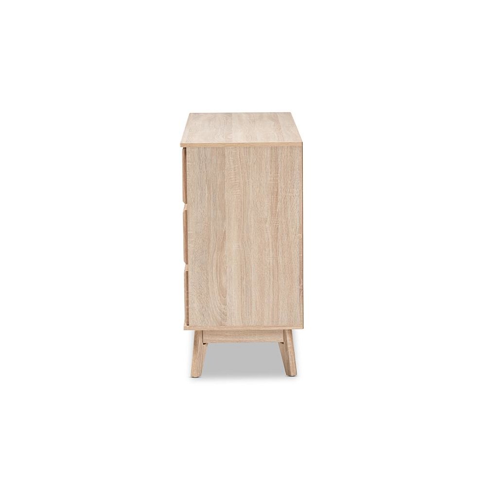 Baxton Studio Miren Mid-Century Modern Light Oak and Dark Grey 6-Drawer Dresser