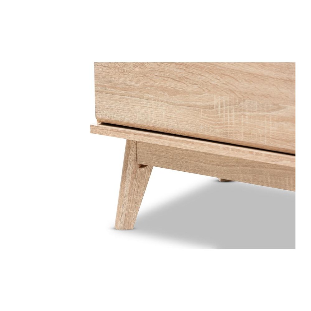 Baxton Studio Miren Mid-Century Modern Light Oak and Dark Grey 6-Drawer Dresser