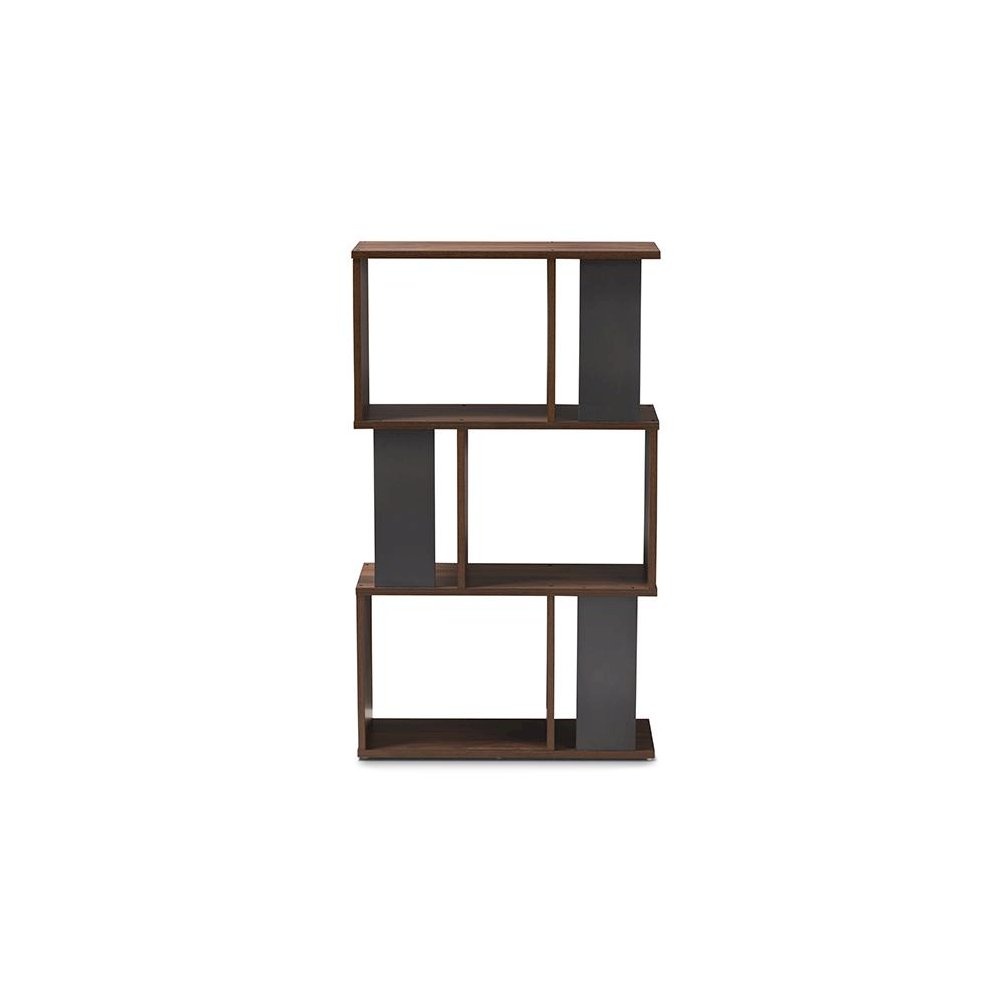 Legende Modern and Contemporary Brown and Dark Grey Finished Display Bookcase
