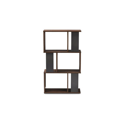 Legende Modern and Contemporary Brown and Dark Grey Finished Display Bookcase
