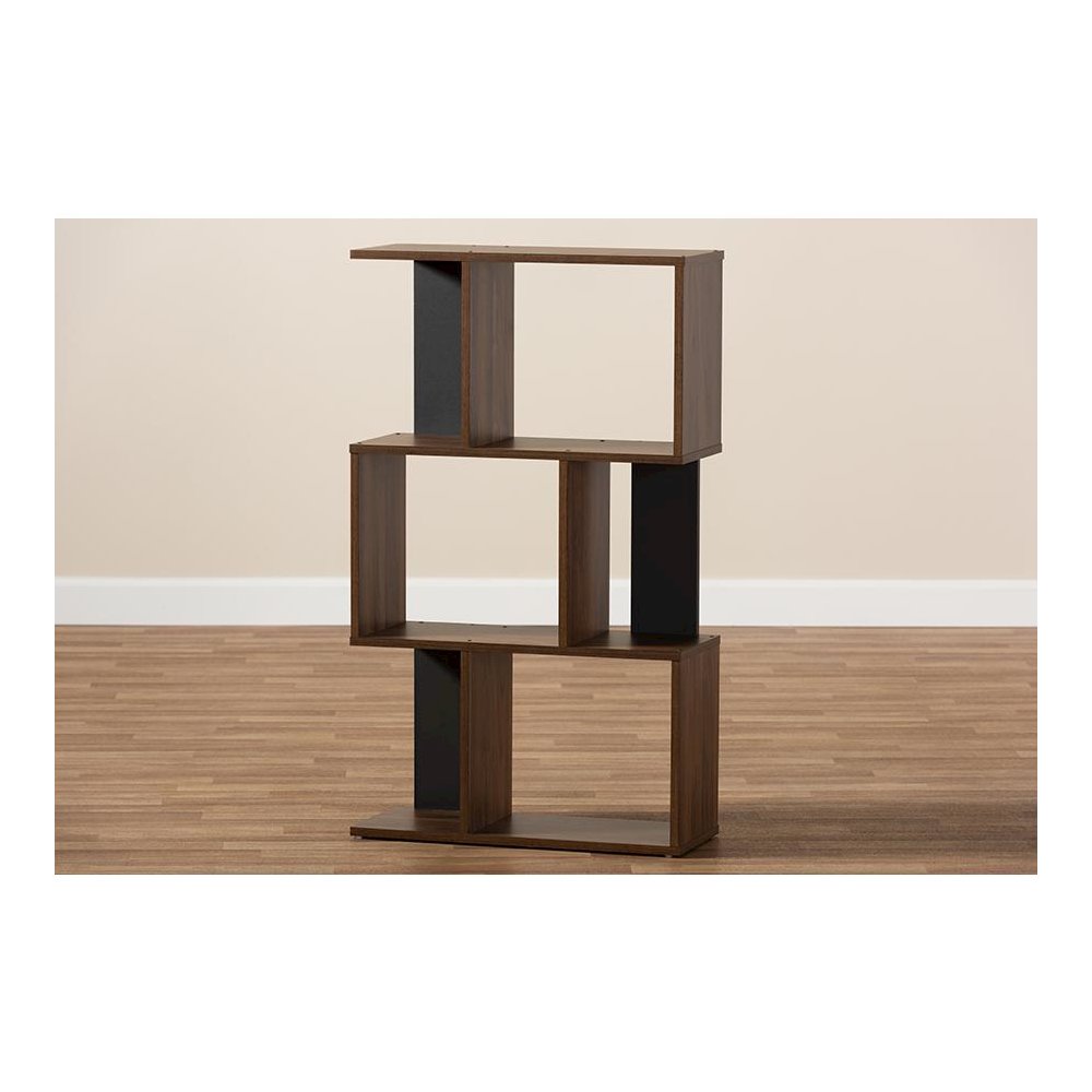 Legende Modern and Contemporary Brown and Dark Grey Finished Display Bookcase