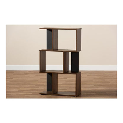 Legende Modern and Contemporary Brown and Dark Grey Finished Display Bookcase