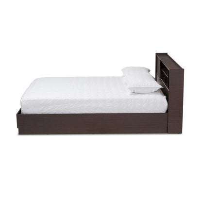 Larsine Modern and Contemporary Brown Finished Queen Size Platform Storage Bed