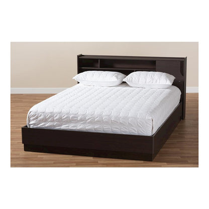 Larsine Modern and Contemporary Brown Finished Queen Size Platform Storage Bed
