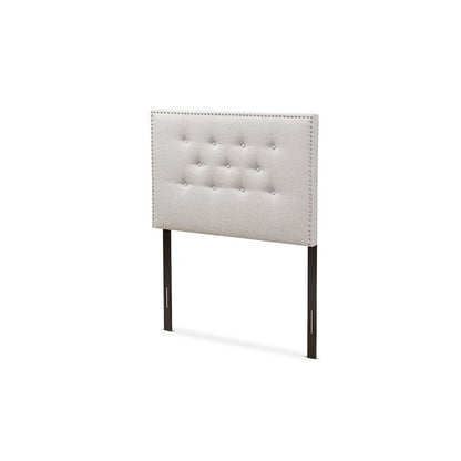Greyish Beige Fabric Upholstered Twin Size Headboard