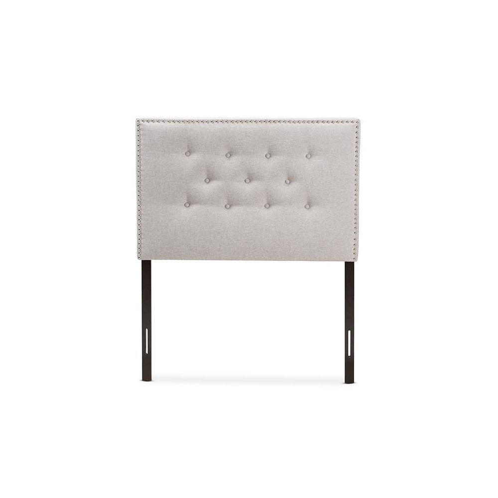 Greyish Beige Fabric Upholstered Twin Size Headboard