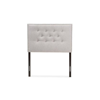 Greyish Beige Fabric Upholstered Twin Size Headboard