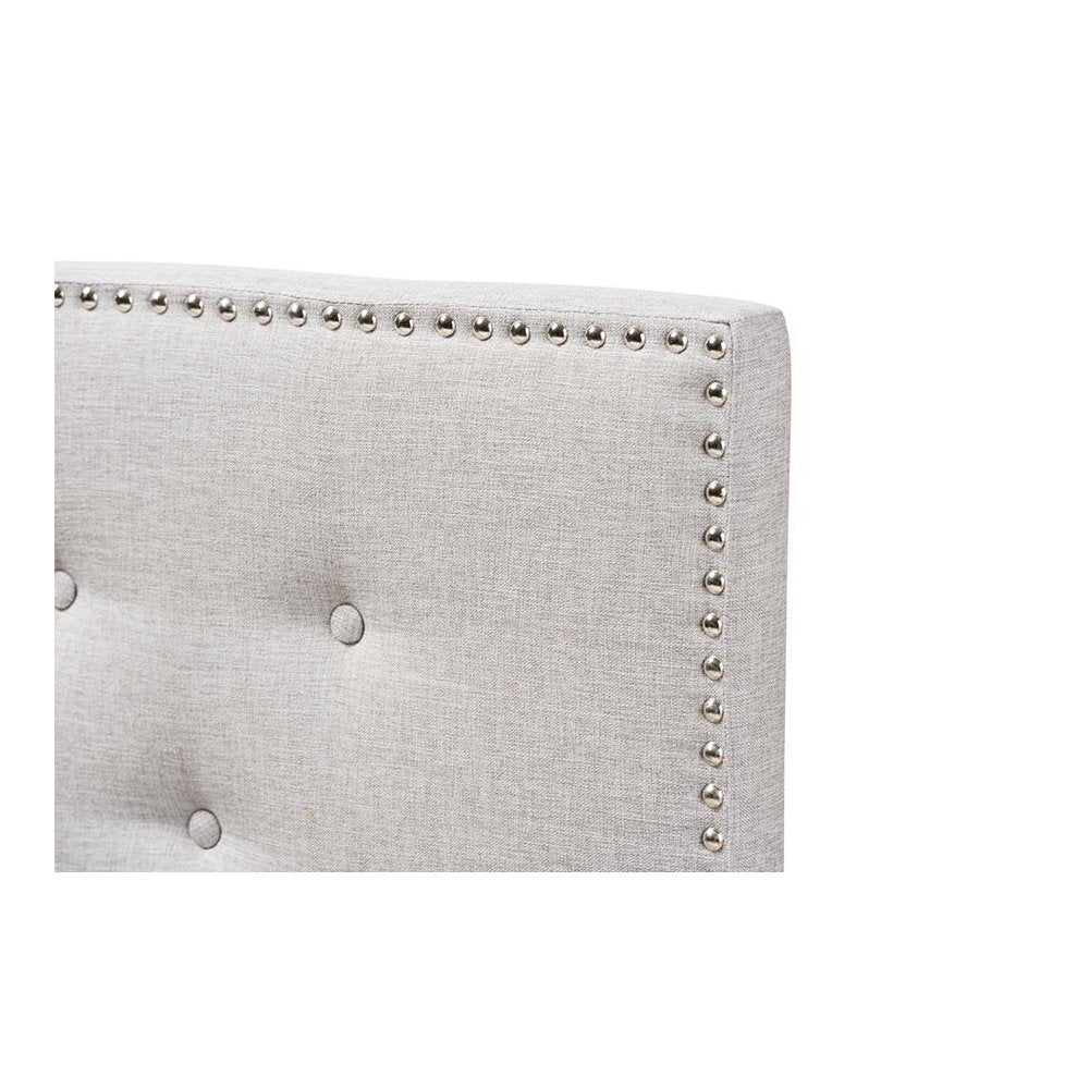 Greyish Beige Fabric Upholstered Twin Size Headboard