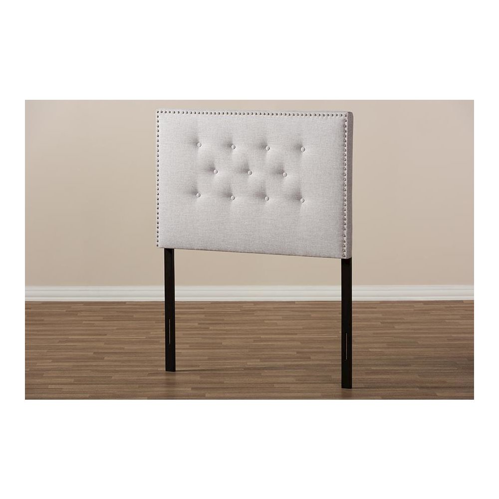 Greyish Beige Fabric Upholstered Twin Size Headboard