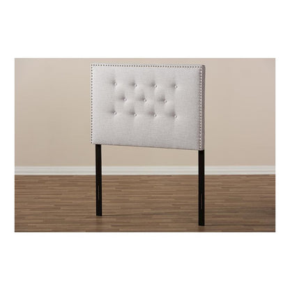 Greyish Beige Fabric Upholstered Twin Size Headboard