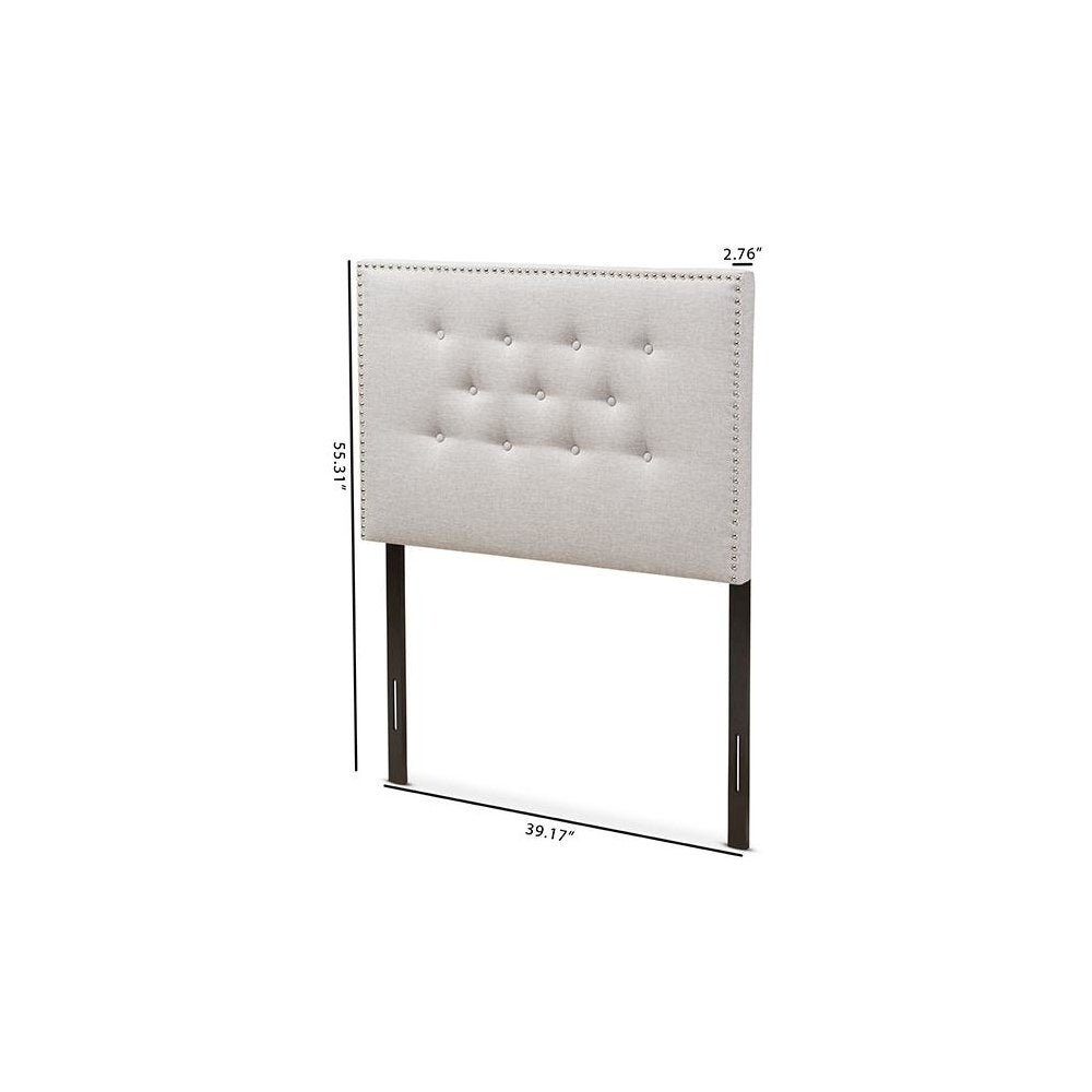 Greyish Beige Fabric Upholstered Twin Size Headboard
