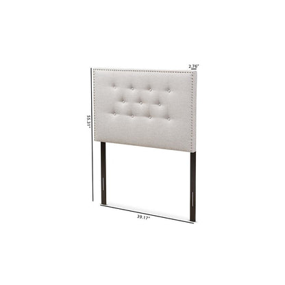 Greyish Beige Fabric Upholstered Twin Size Headboard
