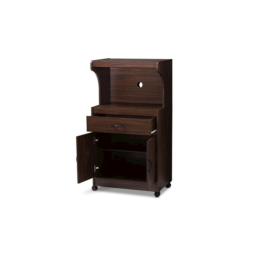 Tannis Modern and Contemporary Dark Walnut Finished Kitchen Cabinet