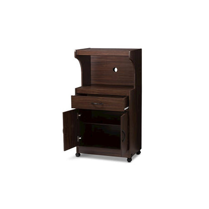 Tannis Modern and Contemporary Dark Walnut Finished Kitchen Cabinet