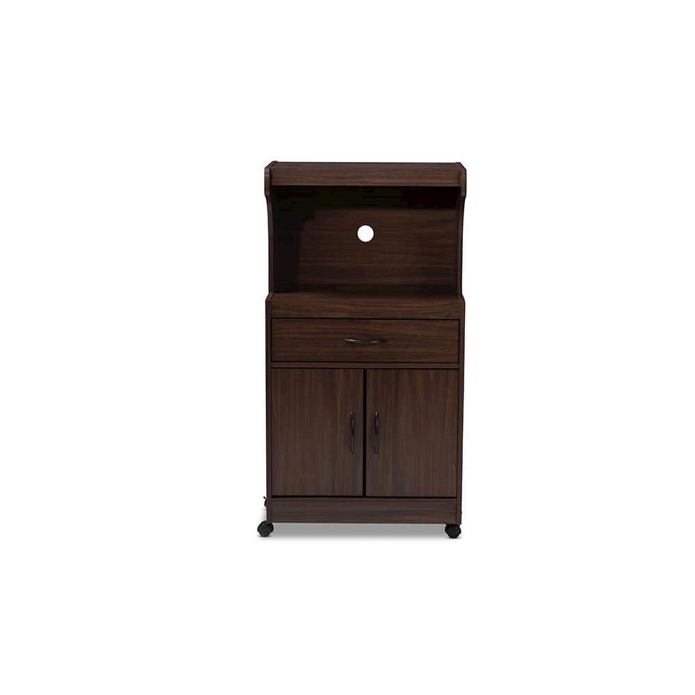 Tannis Modern and Contemporary Dark Walnut Finished Kitchen Cabinet