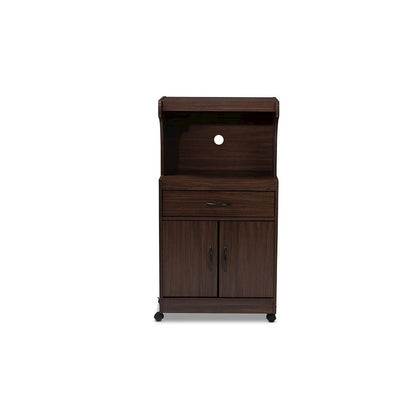 Tannis Modern and Contemporary Dark Walnut Finished Kitchen Cabinet
