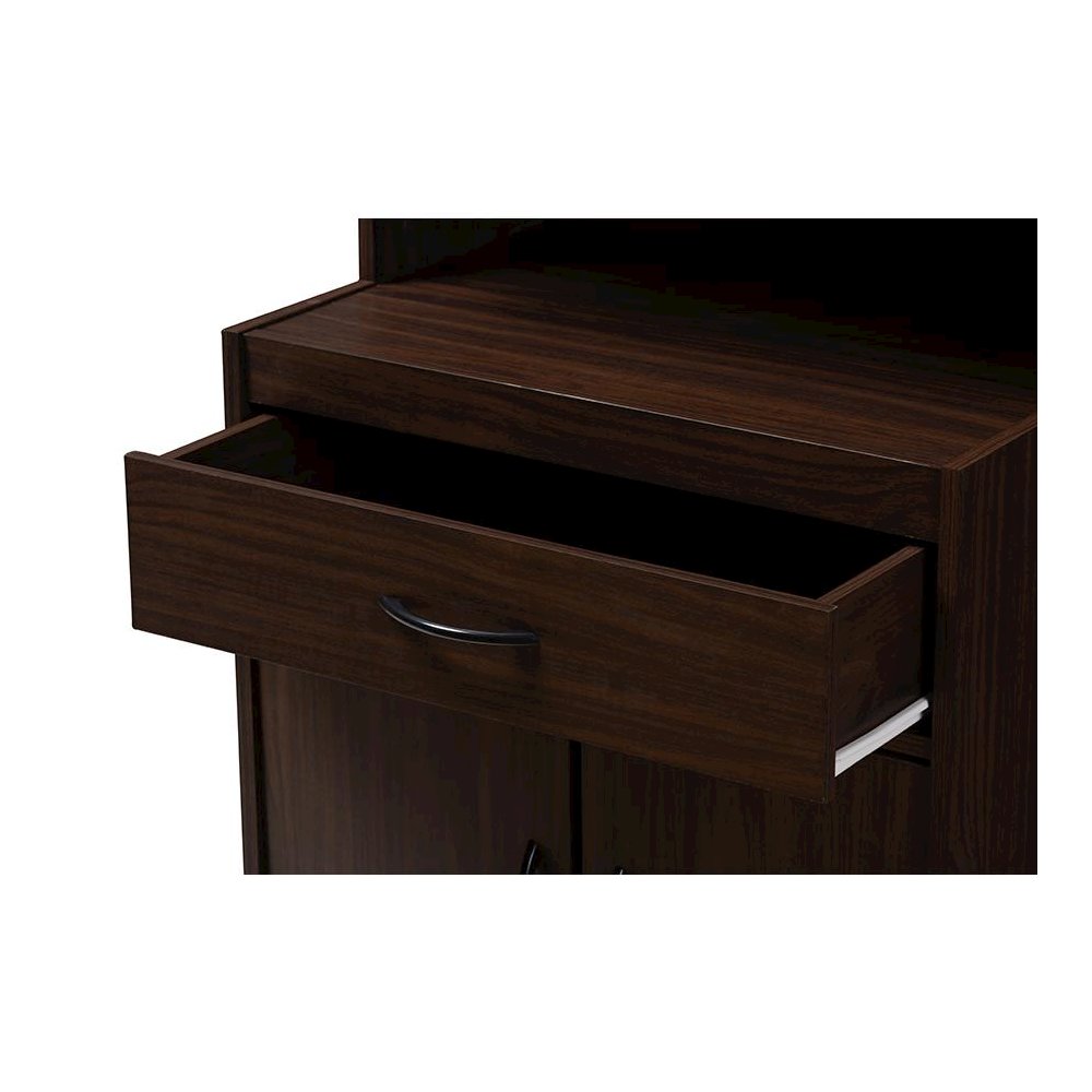 Tannis Modern and Contemporary Dark Walnut Finished Kitchen Cabinet
