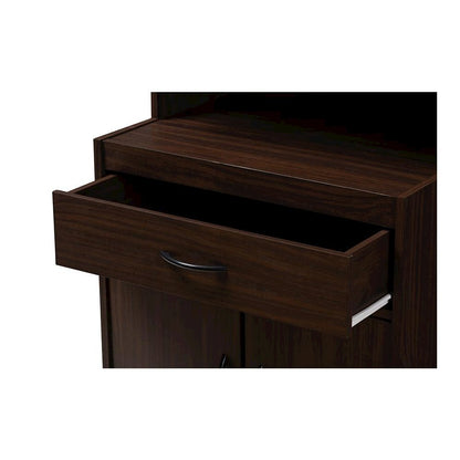 Tannis Modern and Contemporary Dark Walnut Finished Kitchen Cabinet