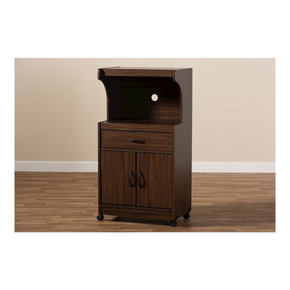 Tannis Modern and Contemporary Dark Walnut Finished Kitchen Cabinet