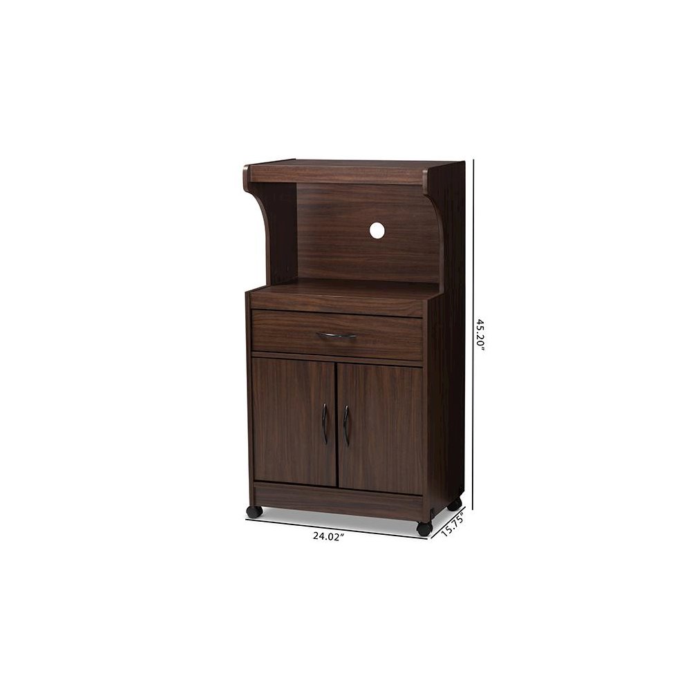 Tannis Modern and Contemporary Dark Walnut Finished Kitchen Cabinet