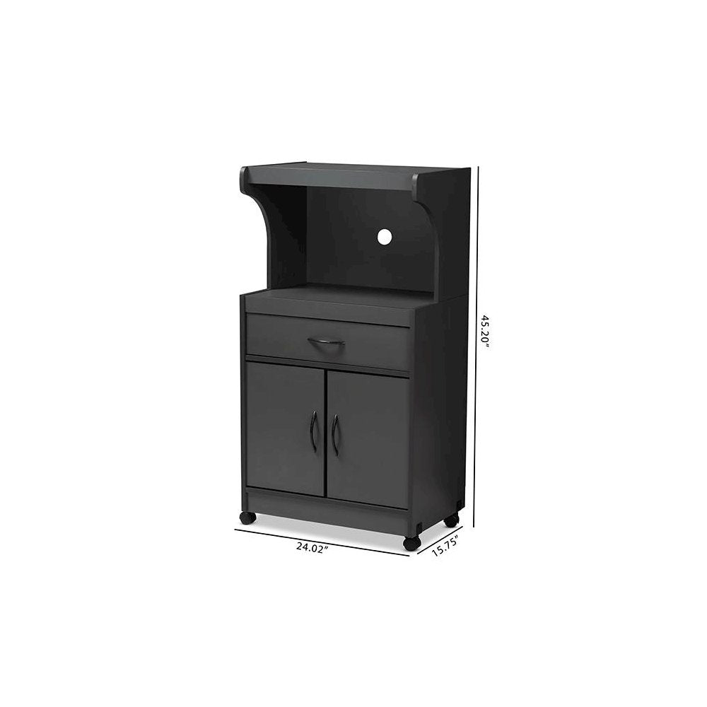 Baxton Studio Tannis Modern and Contemporary Dark Grey Finished Kitchen Cabinet