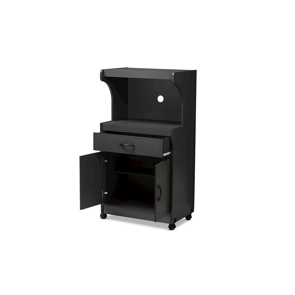 Baxton Studio Tannis Modern and Contemporary Dark Grey Finished Kitchen Cabinet