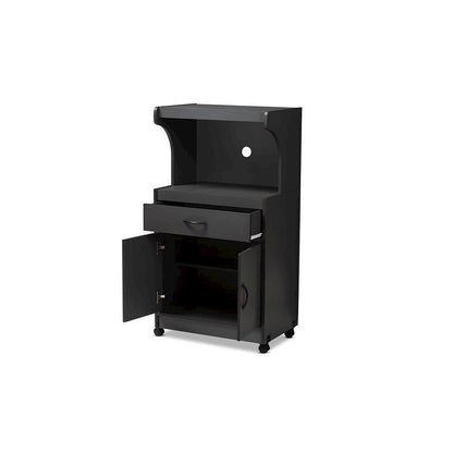 Baxton Studio Tannis Modern and Contemporary Dark Grey Finished Kitchen Cabinet