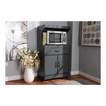 Baxton Studio Tannis Modern and Contemporary Dark Grey Finished Kitchen Cabinet