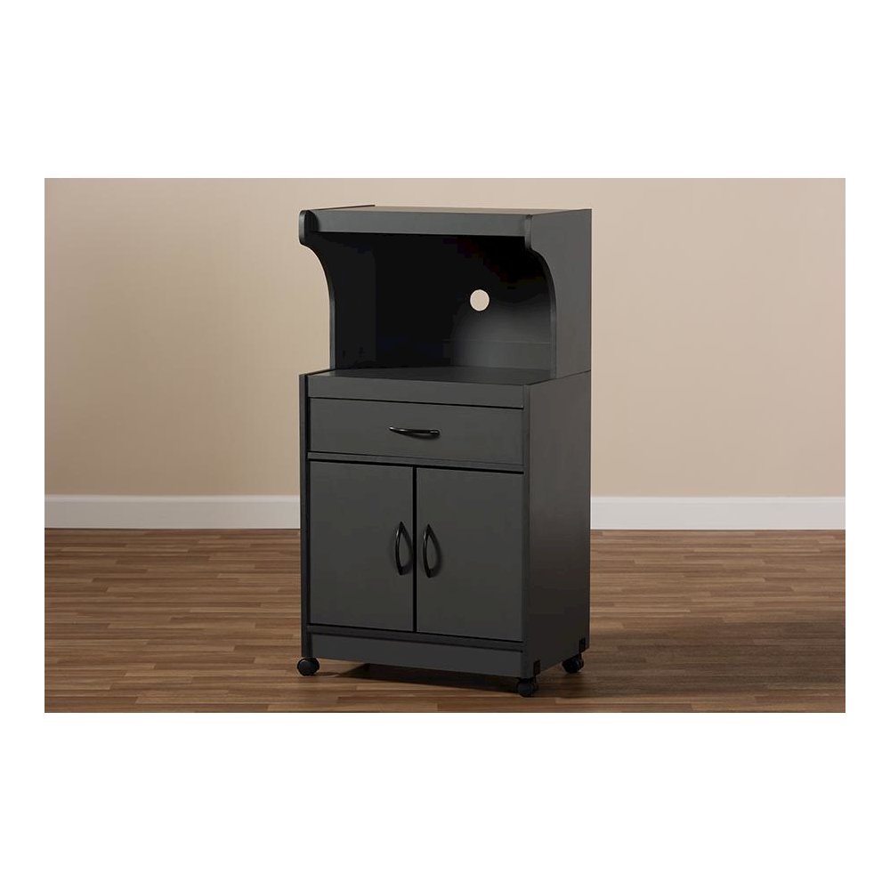 Baxton Studio Tannis Modern and Contemporary Dark Grey Finished Kitchen Cabinet