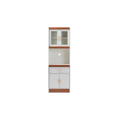 White and Cherry Finished Kitchen Cabinet and Hutch