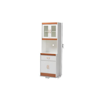 White and Cherry Finished Kitchen Cabinet and Hutch
