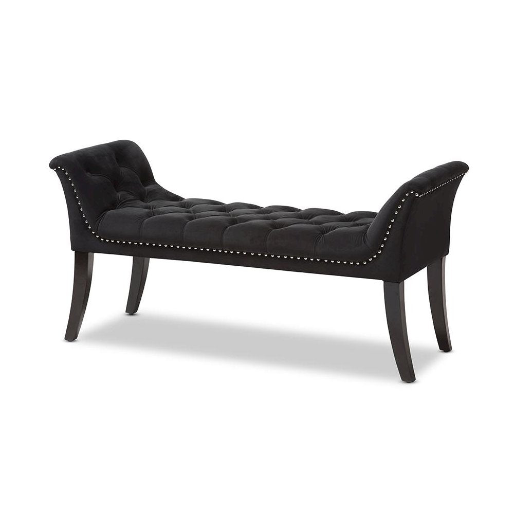Baxton Studio Chandelle Luxe and Contemporary Black Velvet Upholstered Bench