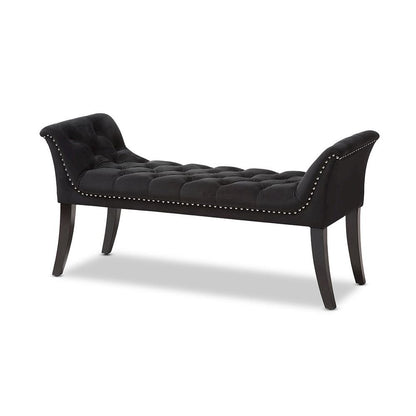 Baxton Studio Chandelle Luxe and Contemporary Black Velvet Upholstered Bench