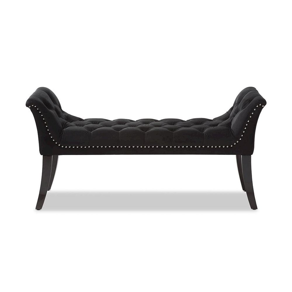 Baxton Studio Chandelle Luxe and Contemporary Black Velvet Upholstered Bench