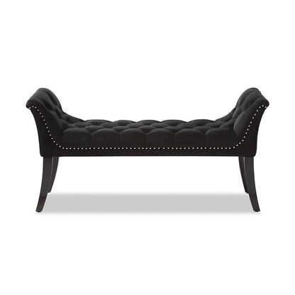 Baxton Studio Chandelle Luxe and Contemporary Black Velvet Upholstered Bench