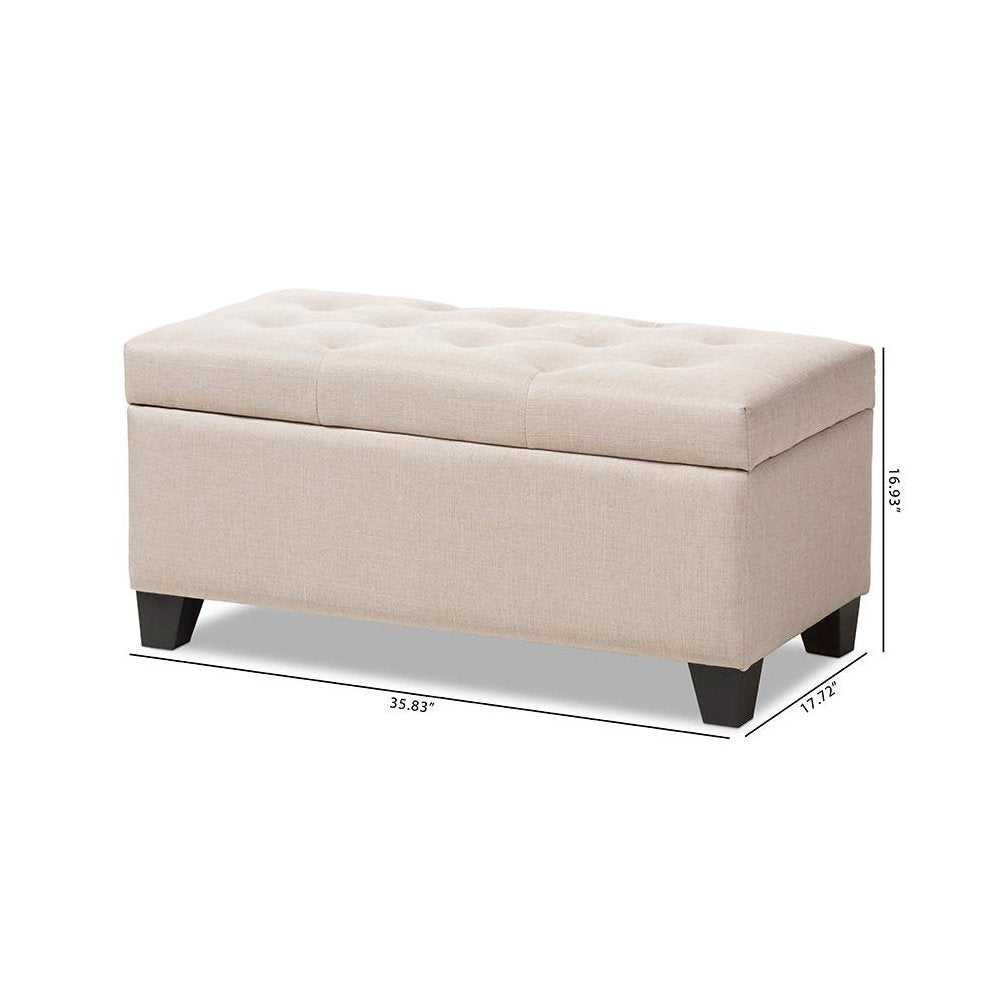 Michaela Modern and Contemporary Beige Fabric Upholstered Storage Ottoman