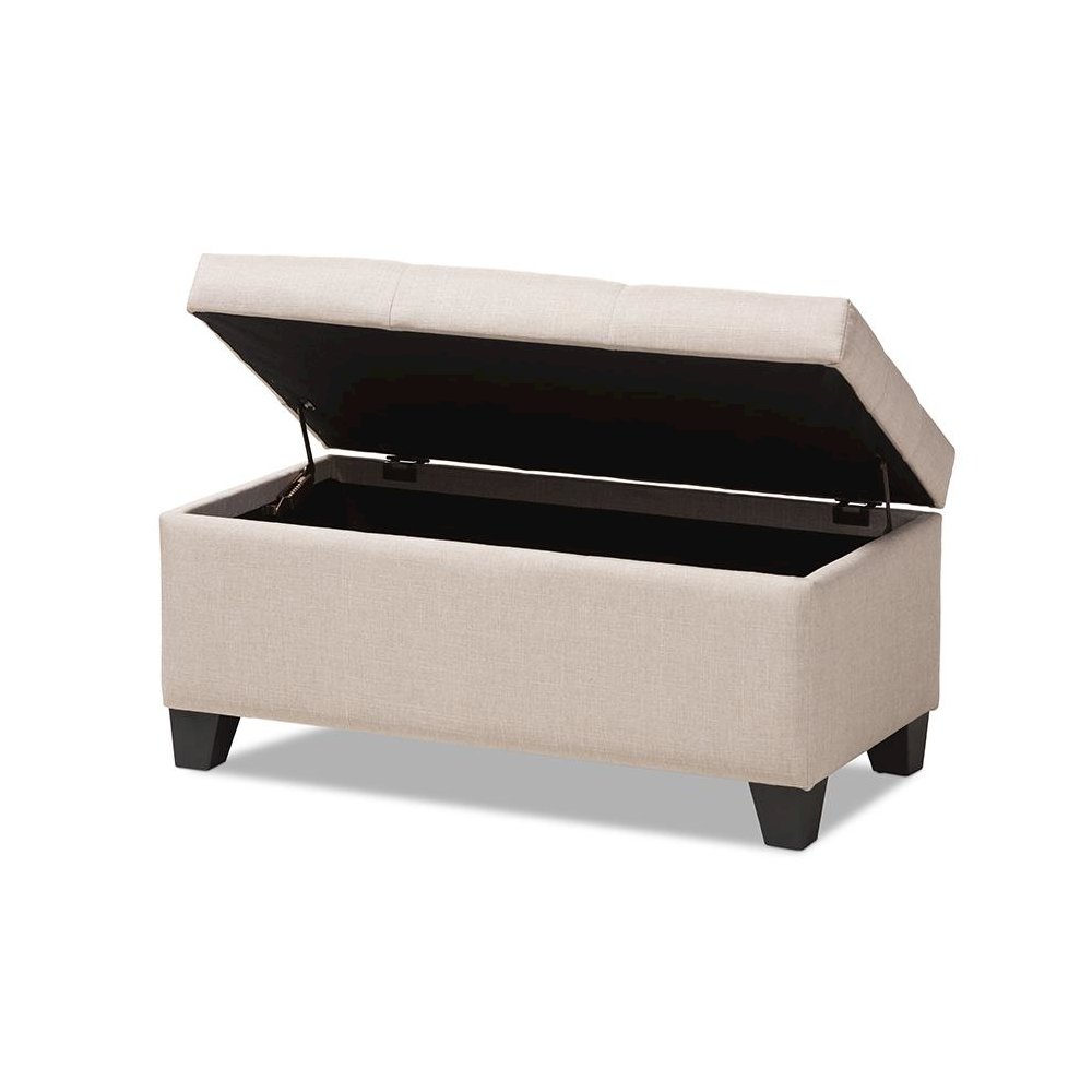 Michaela Modern and Contemporary Beige Fabric Upholstered Storage Ottoman