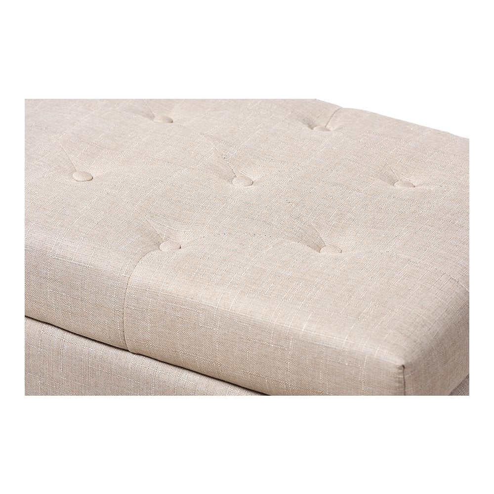 Michaela Modern and Contemporary Beige Fabric Upholstered Storage Ottoman