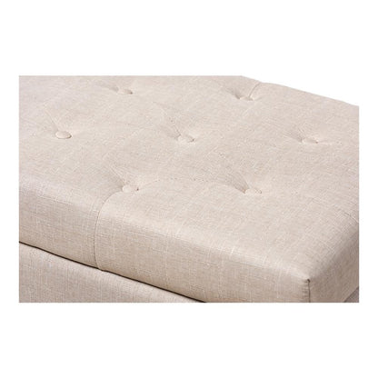 Michaela Modern and Contemporary Beige Fabric Upholstered Storage Ottoman