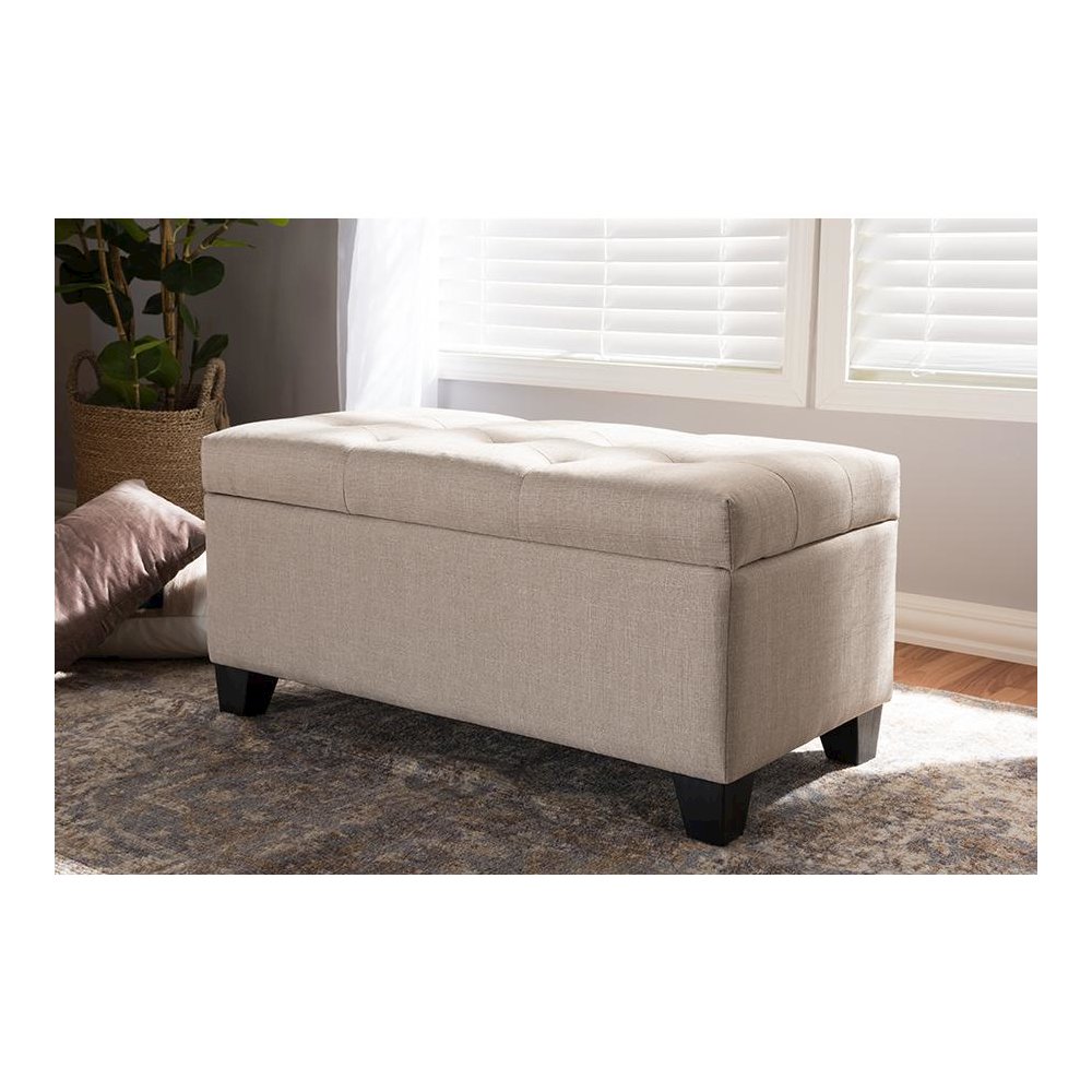 Michaela Modern and Contemporary Beige Fabric Upholstered Storage Ottoman